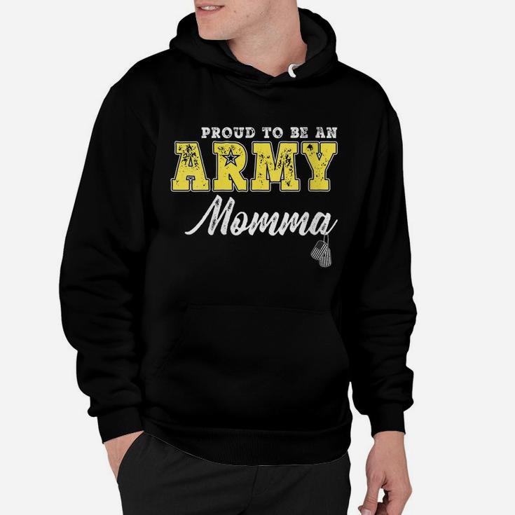 Womens Proud To Be An Army Momma Us Flag Dog Tags Military Mom Gift Hoodie
