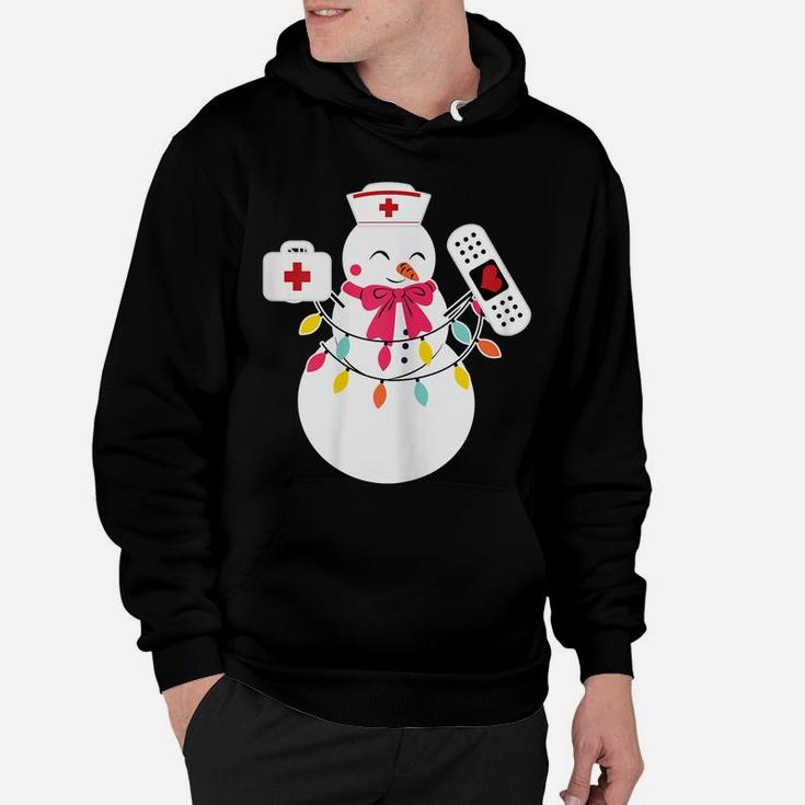 Womens Snowman Nurse Christmas With Nurse's Hat Funny Outfit Design Hoodie