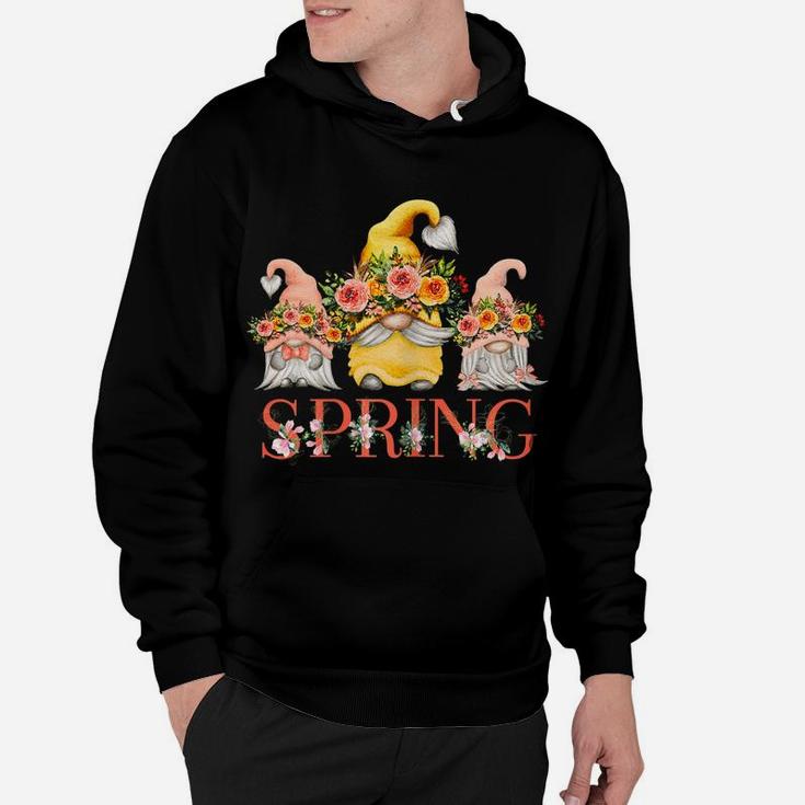 Womens Spring Flower Love With Beautiful Funny Gnomes In Nature Hoodie