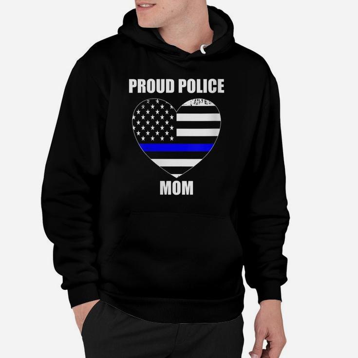 Womens Thin Blue Line Flag Law Enforcement Officer Proud Police Mom Hoodie