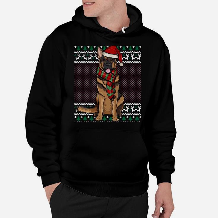 Xmas German Shepherd Dog Santa Hat Ugly Christmas Sweatshirt Hoodie