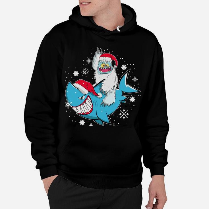 Yeti To Party Shark Santa Hat Christmas Pajama Xmas Gift Sweatshirt Hoodie