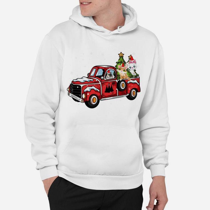 3 Cats Ride Red Truck Pick Up Christmas Tree Vintage Retro Sweatshirt Hoodie
