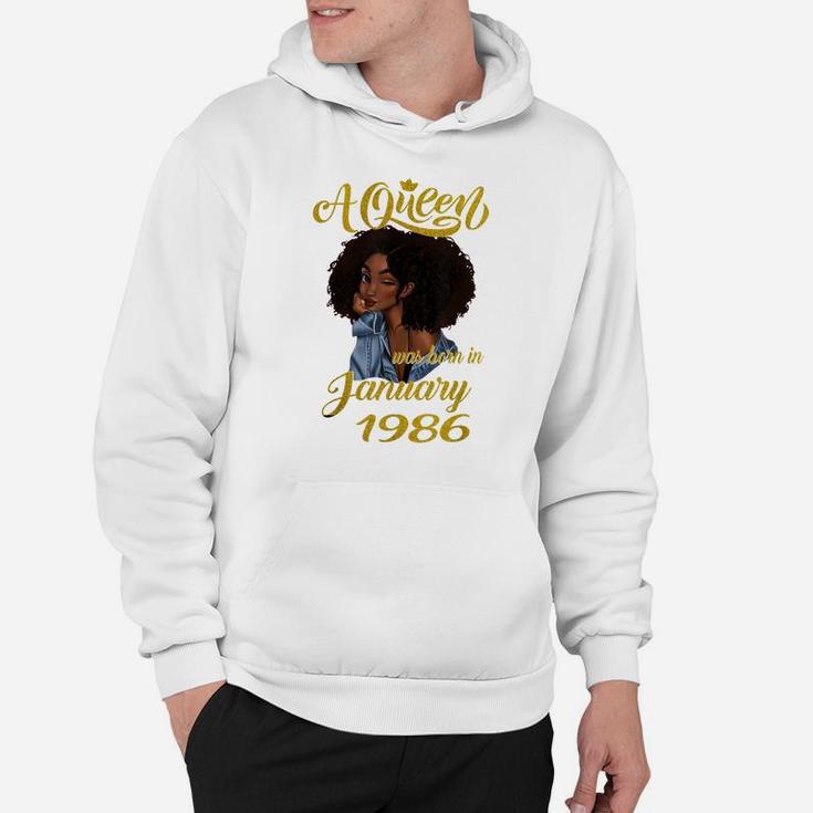 A Queen Was Born In January 1986 35Th Birthday Gift Hoodie
