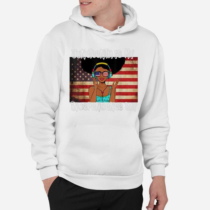 American Flag With Juneteenth Is My Independence Day Gift Hoodie