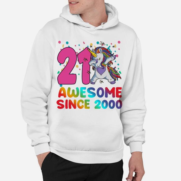 Awesome Since 2000 Dabbing Unicorn 21 Year Old 21St Birthday Hoodie