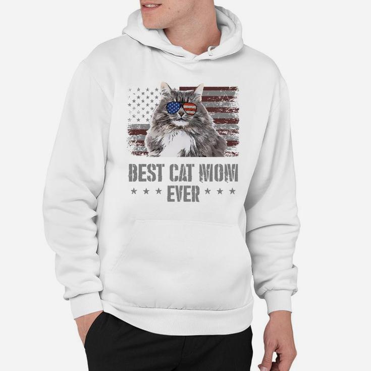 Best Siberian Cat Mom Ever Retro Usa American Flag Sweatshirt Hoodie