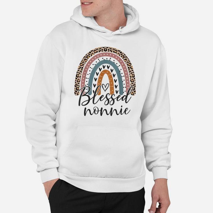 Blessed Nonnie Funny Leopard Boho Cute Rainbow Hoodie
