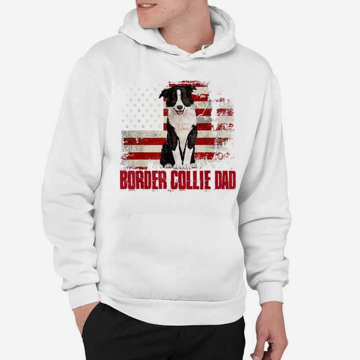Border Collie Dad American Flag 4Th Of July Dog Lovers Hoodie