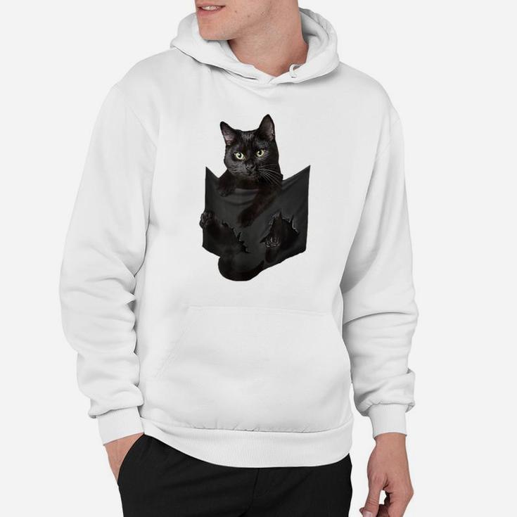 Cat Lovers Gifts Black Cat In Pocket Funny Kitten Face Hoodie