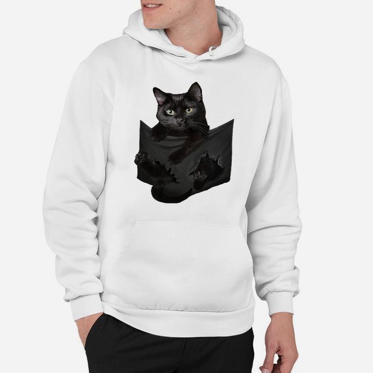 Cat Lovers Gifts Black Cat In Pocket Funny Kitten Face Hoodie