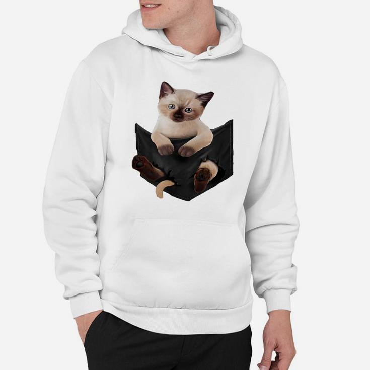 Cat Lovers Gifts Siamese In Pocket Funny Kitten Face Hoodie