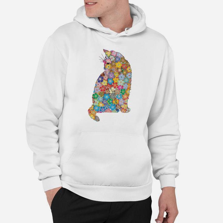 Cat With Flowers Gift For Cat Lovers Sweatshirt Hoodie