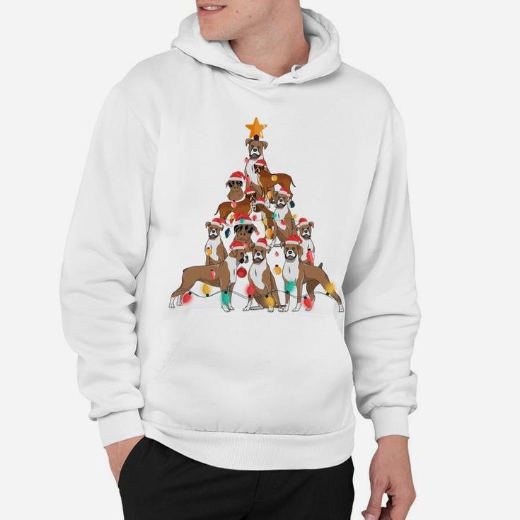 Christmas Dog Boxer Tree Holiday Gifts Dog Lover Funny Xmas Sweatshirt Hoodie