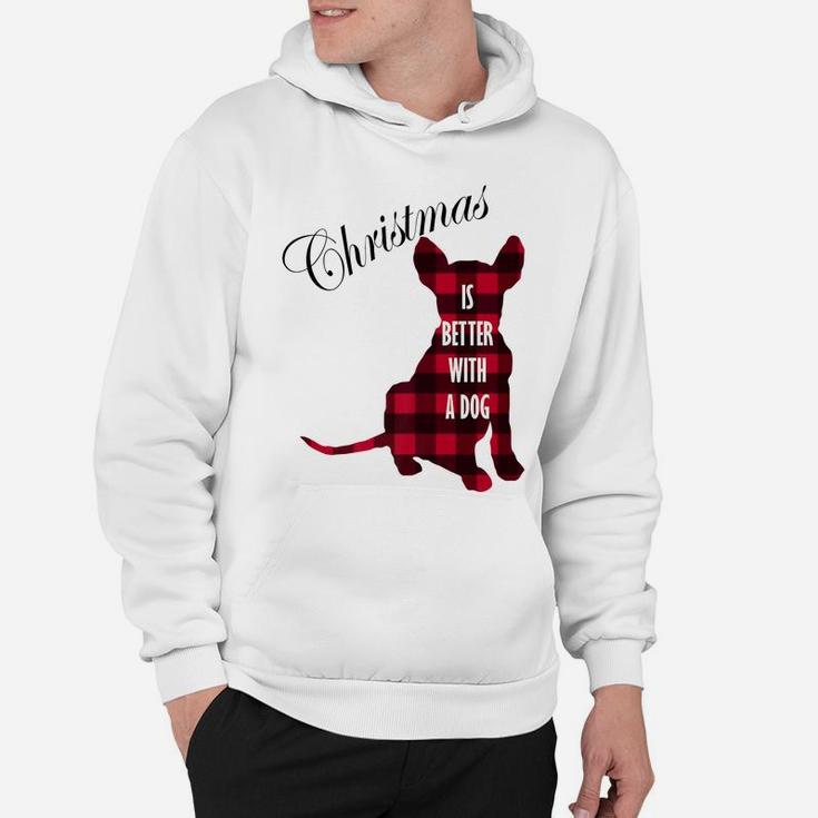 Christmas Is Better With A Dog | Buffalo Plaid Puppy Hoodie