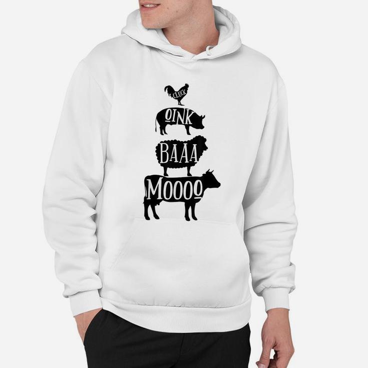 Cow Pig Sheep Chicken | Stack Farm Animal Sounds Silhouettes Hoodie