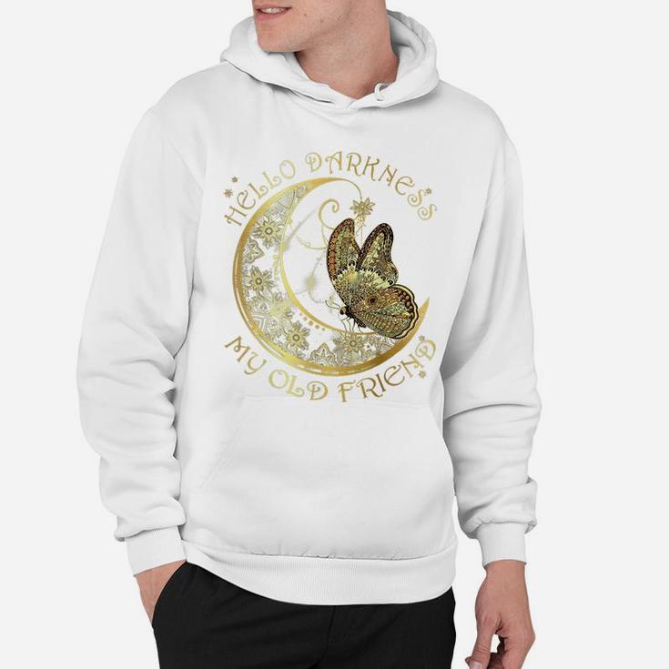 Crescent Moon Butterfly Hello Darkness My Old Friend Hoodie