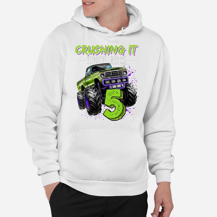 Crushing It Since 2015 5Th Birthday Monster Truck Gift Boys Hoodie