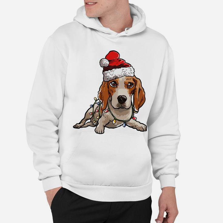 Cute Beagle Retriever Santa Christmas Tree Lights Xmas Sweatshirt Hoodie