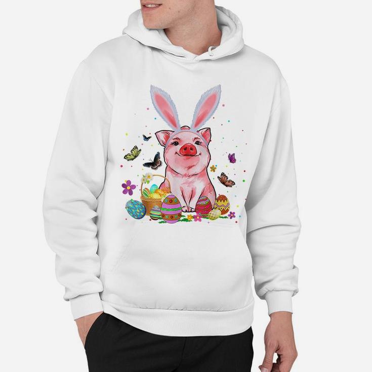 Cute Pig Bunny Egg Hunting Colorful Egg Happy Easter Day Hoodie
