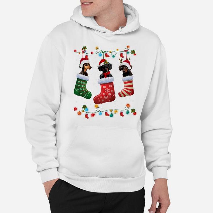 Dachshund Christmas Socks Funny Xmas Pajama Dog Lover Gift Sweatshirt Hoodie