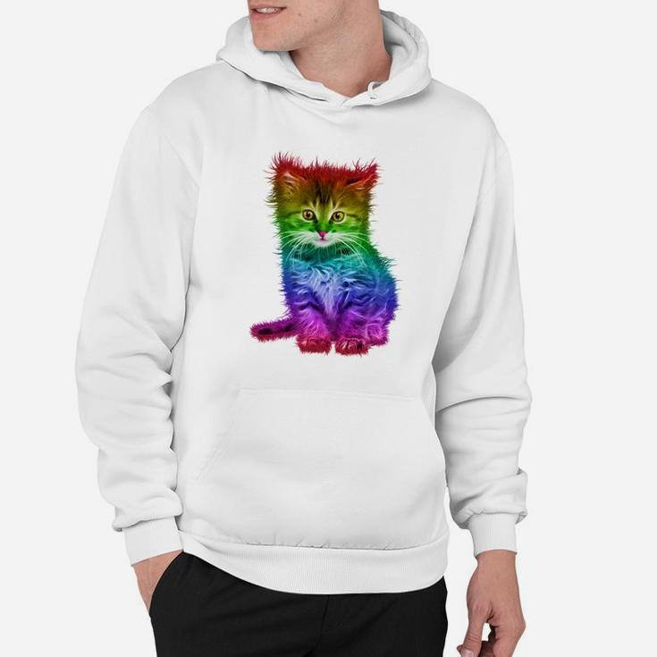 Farbenfrohes Regenbogen-Kätzchen Hoodie für Alle
