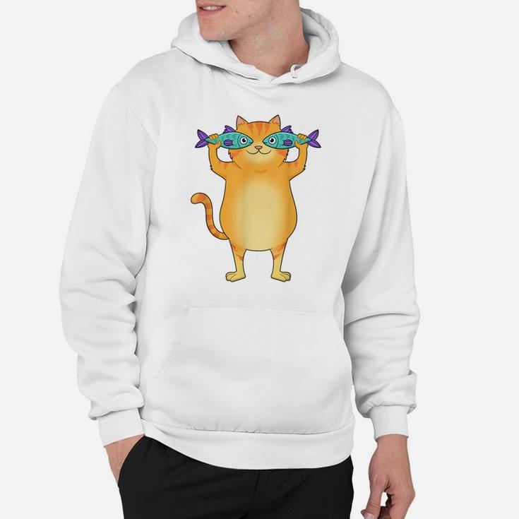 Fat Cat Catching Fish Fishy Eyes Pet Kitty Lovers Cute Hoodie
