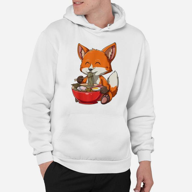 Fox Eating Ramen Ramen Noodle Lovers Fox Themed Gift Hoodie