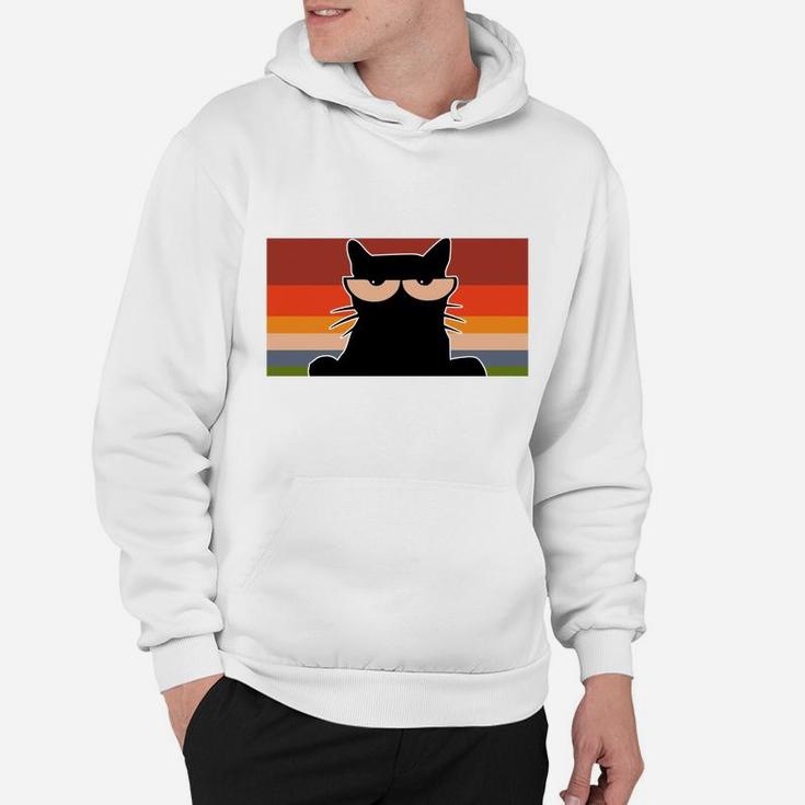 Funny Black Cat T Shirt For Cat Lovers - Vintage Retro Cat Sweatshirt Hoodie