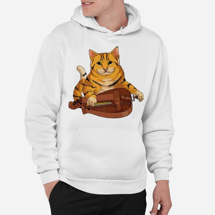 Funny Cat Playing Hurdy Gurdy Gift | Cool Kitten Musician Hoodie