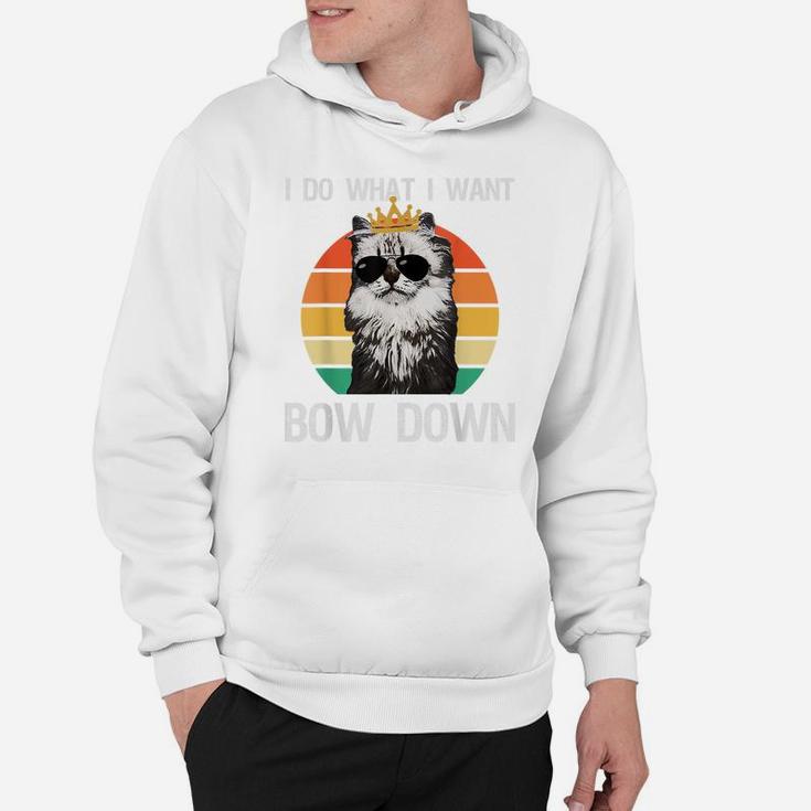 Funny I Do What I Want Bow Down Vintage Cat Lovers Hoodie