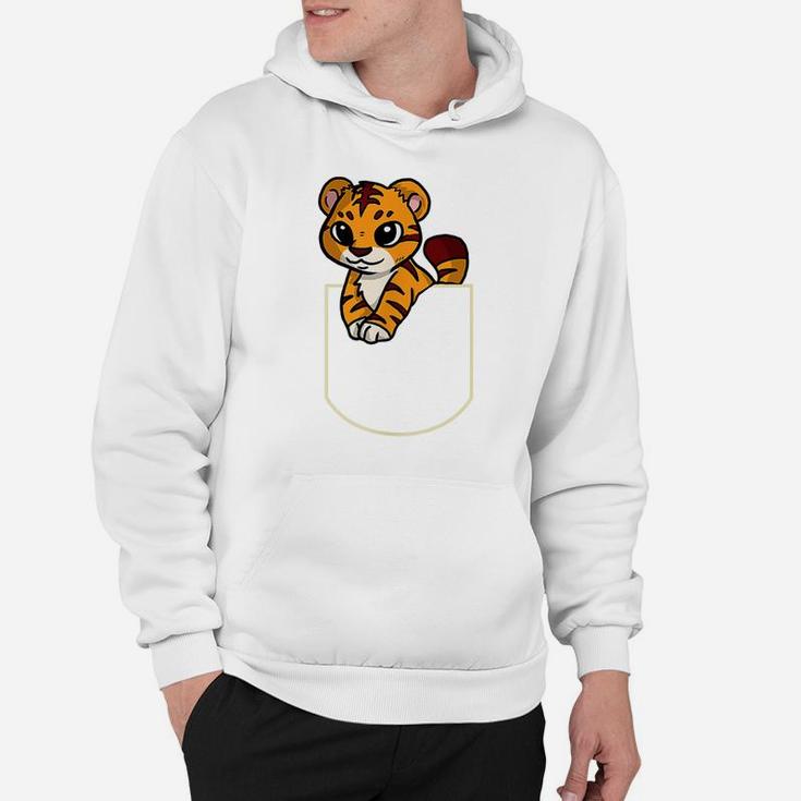 Funny Tiger In The Pocket Gift Cat Pocket Hoodie