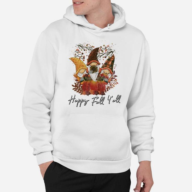 Happy Fall Y'all Women's Shirt Garden Gnome Leopard Pumpkin Hoodie