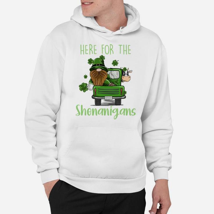 Here For The Shenanigans Gnome Elf Cow St Patricks Day Hoodie