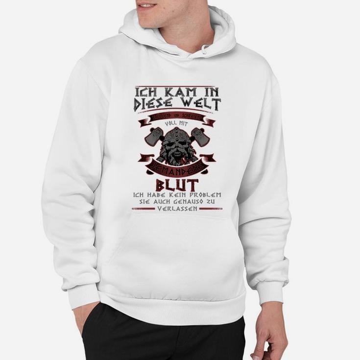 Herren-Hoodie Bulldoggen-Motiv, Ich kam in diese Welt Deutscher Spruch