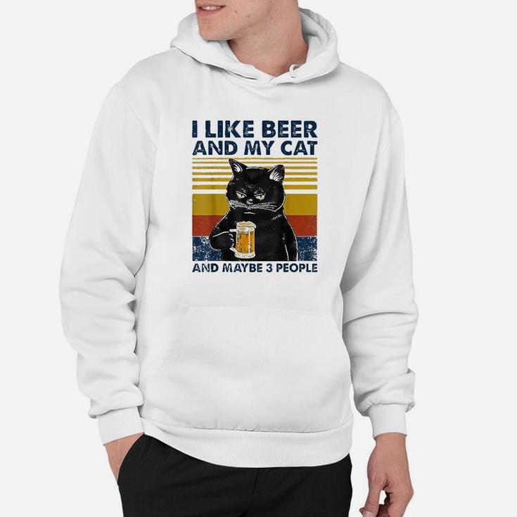 I Like Beer My Cat And Maybe 3 People Funny Cat Lovers Gift Hoodie