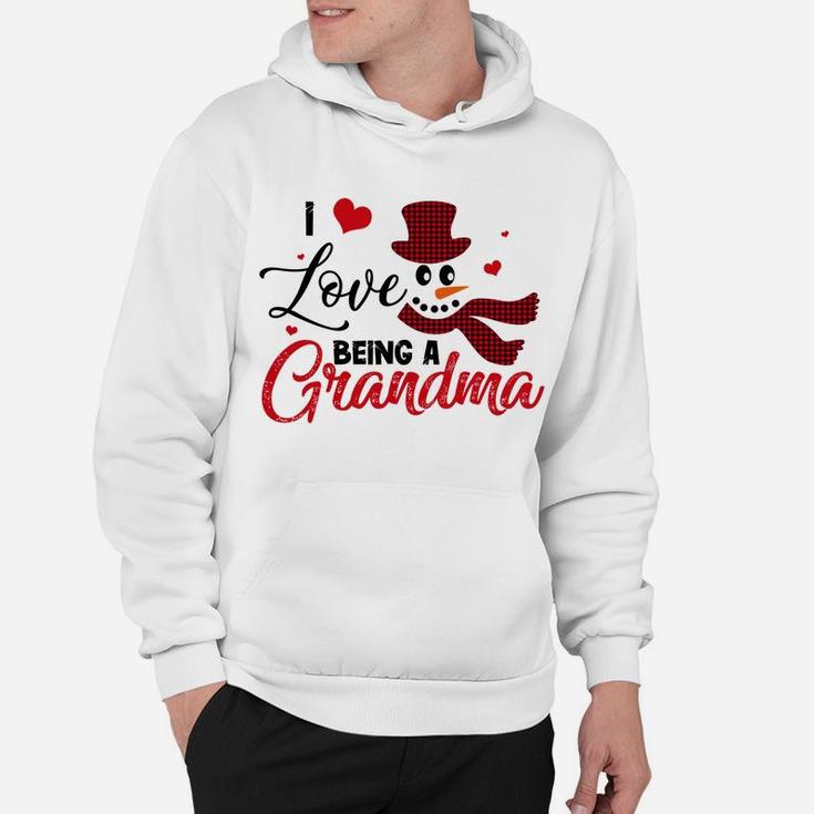 I Love Being A Grandma Snowman Plaid Red Family Christmas Sweatshirt Hoodie