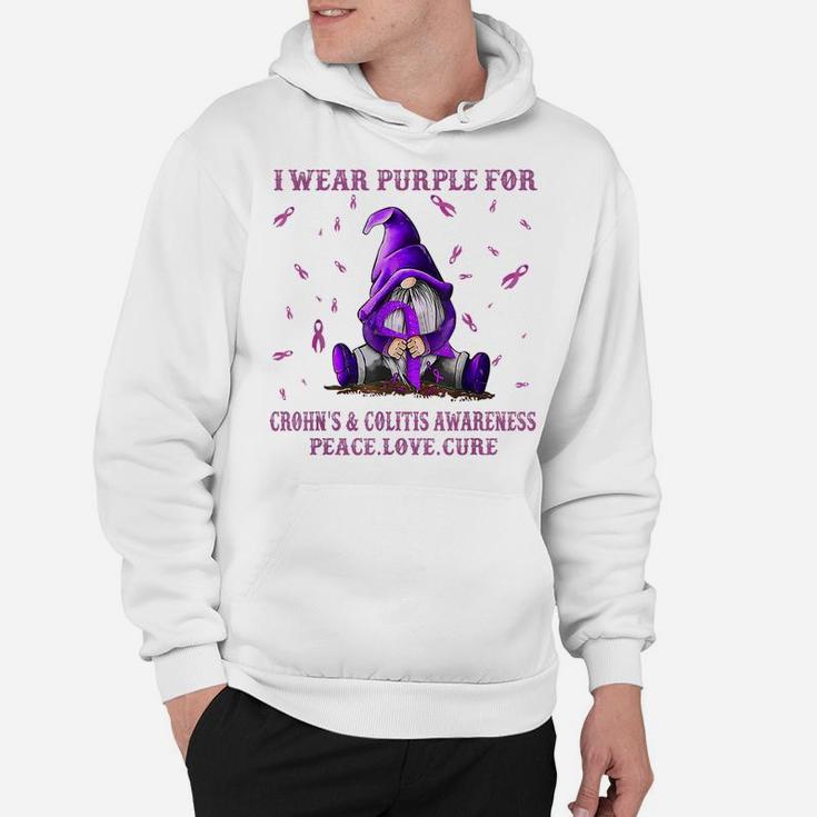 I Wear Purple For Crohn's & Colitis Awareness Gift Gnome Hoodie