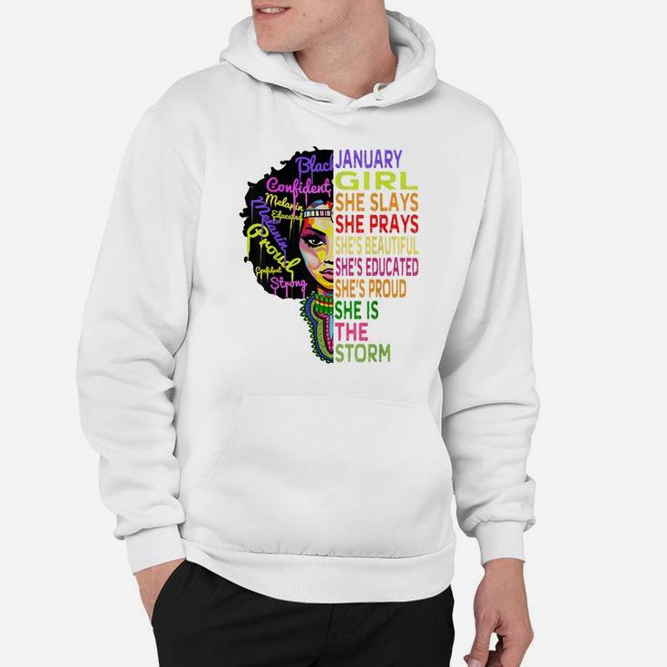 January Birthday Shirts For Women - Black African Queen Gift Hoodie
