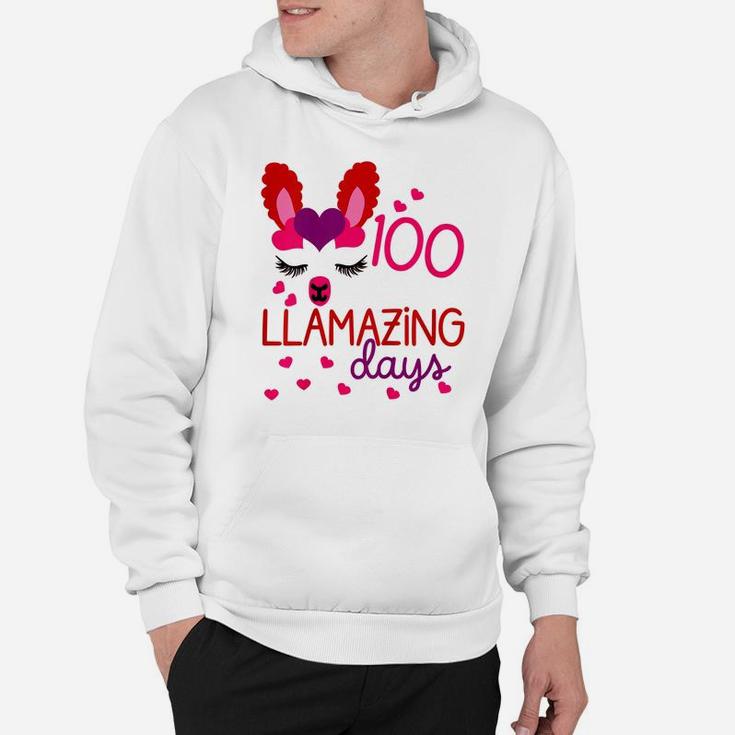 Kids 100 Days Of School Gift For Little Girls 100 Llamazing Days Hoodie