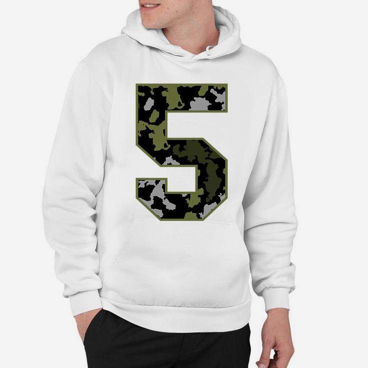 Kids 5Th Birthday Gift Army Green Camo Number Hoodie