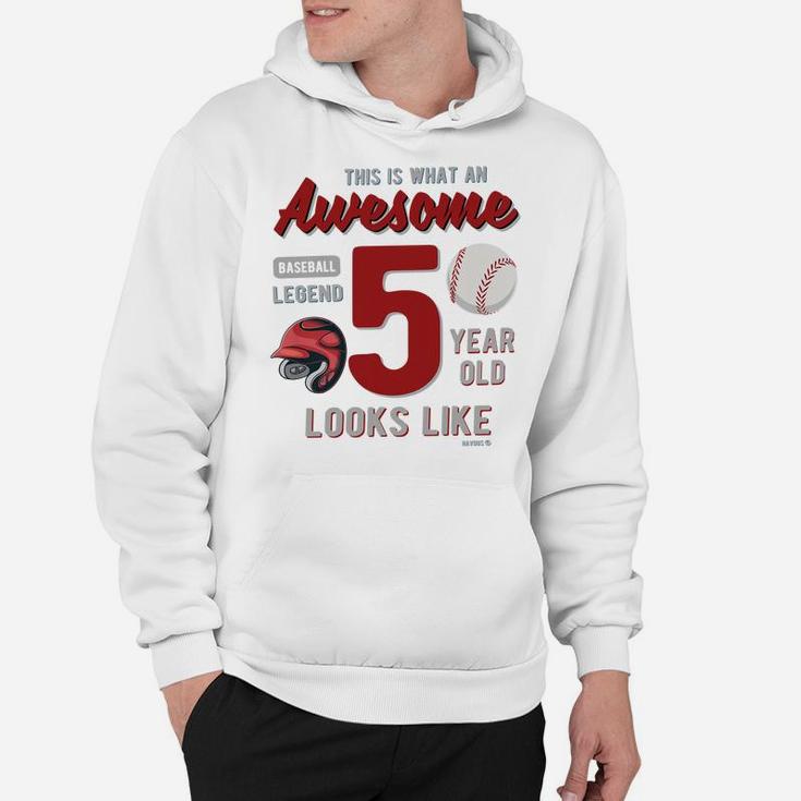 Kids 5Th Birthday Gift Awesome 5 Year Old Baseball Legend Hoodie