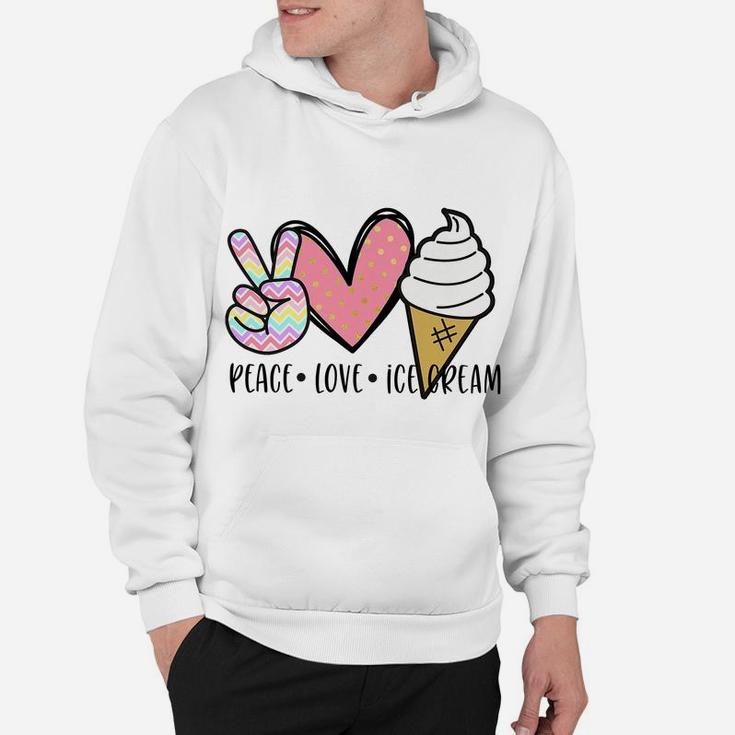 Kids Cute Kawaii Gift For Teen Girl Teenager Peace Love Ice Cream Hoodie