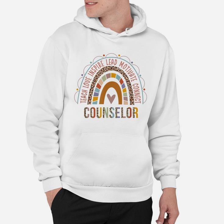 Leopard Boho Rainbow Counselor Funny 100Th Day School Hoodie