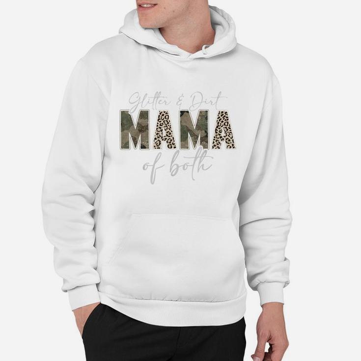 Leopard Glitter Dirt Mom Mama Of Both Camouflage Mothers Day Hoodie