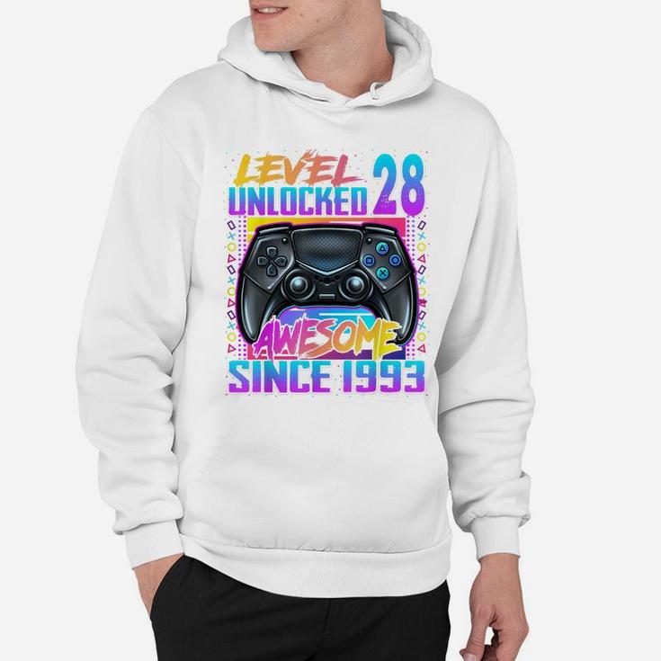 Level 28 Unlocked Awesome Since 1993 28Th Birthday Gaming Hoodie