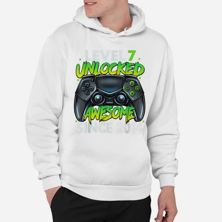 Level 7 Unlocked Awesome Since 2014 7Th Birthday Gaming Hoodie