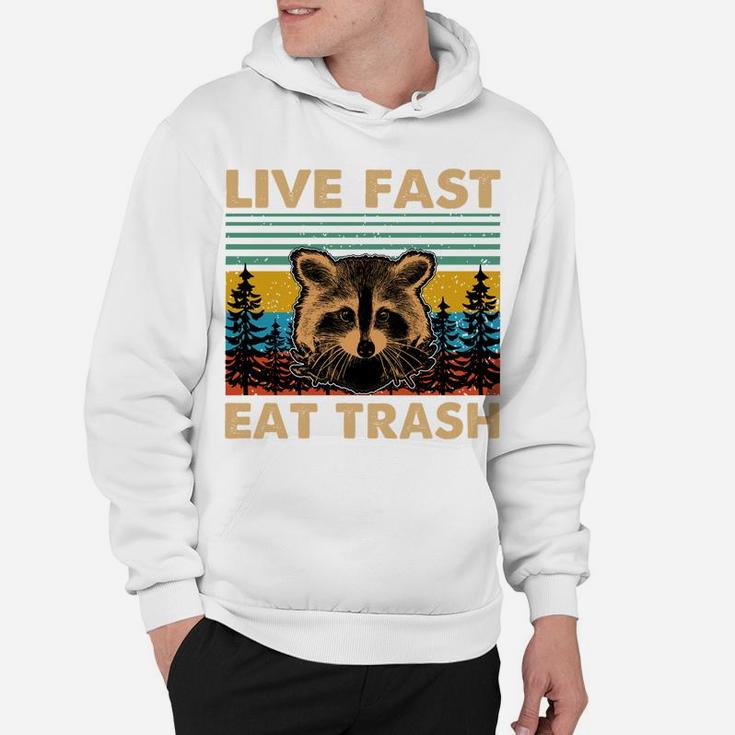 Live Fast Eat Trash Funny Raccoon Camping Vintage Retro Sweatshirt Hoodie