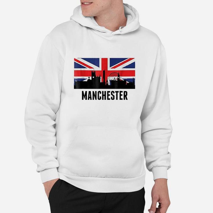 Manchester England Cityscape Skyline British Flag Hoodie