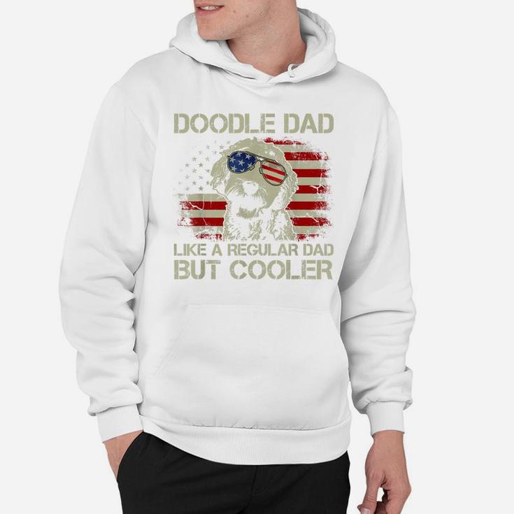 Mens Doodle Dad Goldendoodle Regular Dad But Cooler American Flag Hoodie